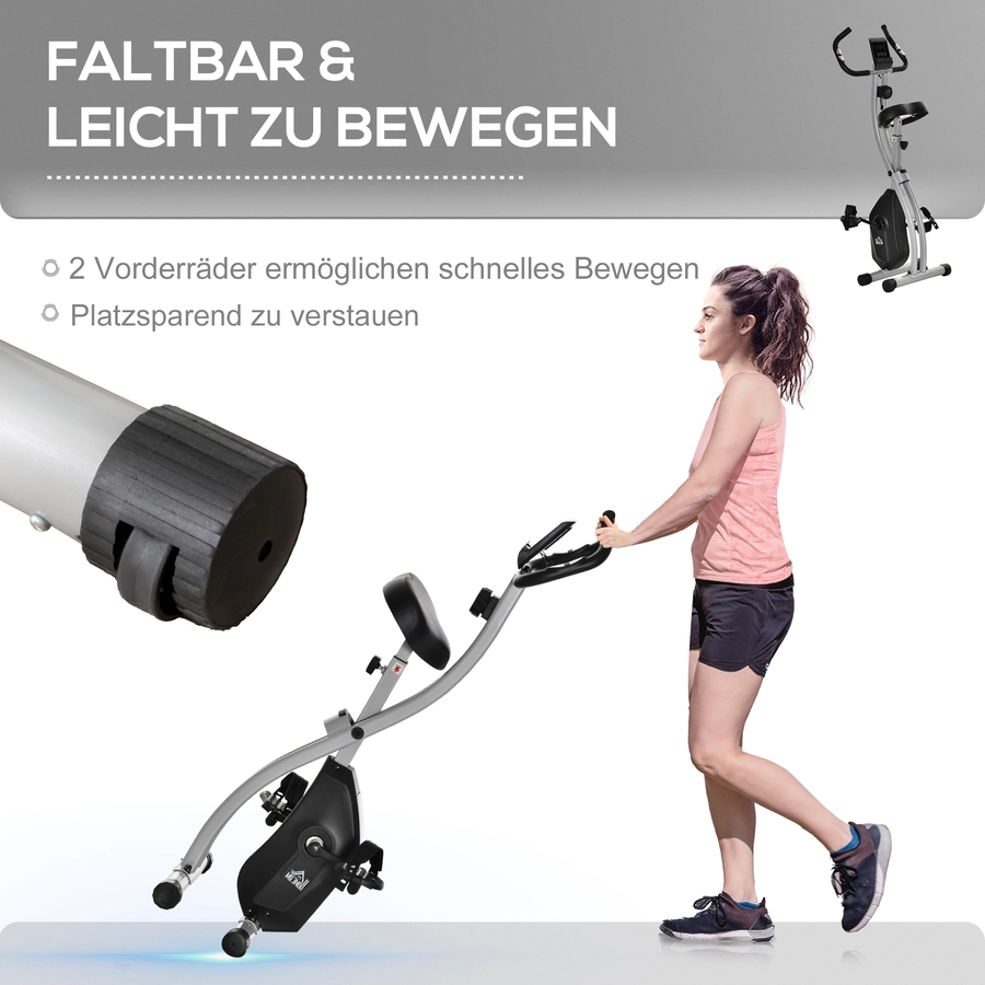 HOMCOM Heimtrainer mit 8 Wiederstandsstufen grau, schwarz
