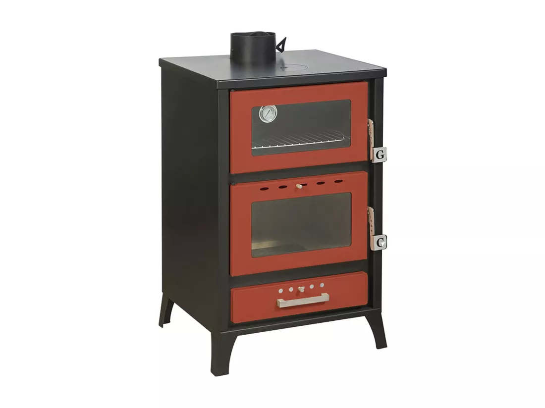 Poêle à bois avec four Marika Rossa 22 Kw L50,5xp58,5xh91,5