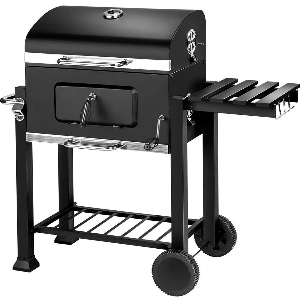 tectake Houtskoolbarbecue in hoogte verstelbaar, Zwart