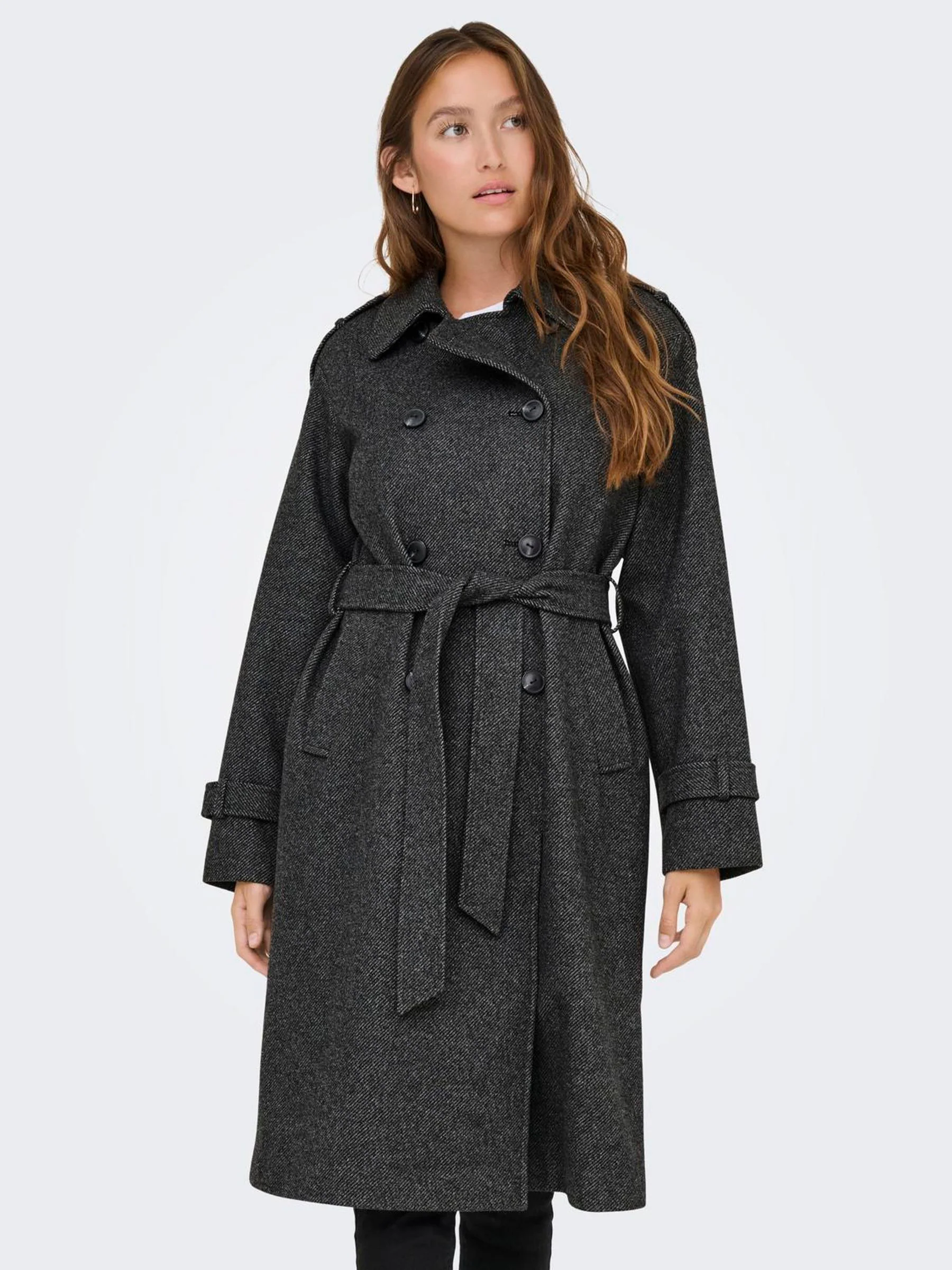 ONLY Herringbone Winter Trench Coat