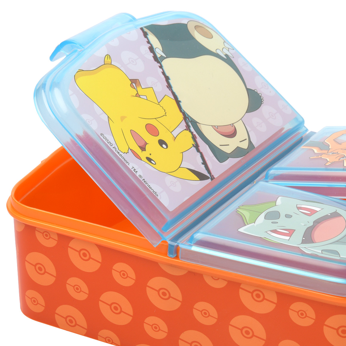 Topolino Pokémon Brotdose mit 3 Fächern orange / blau