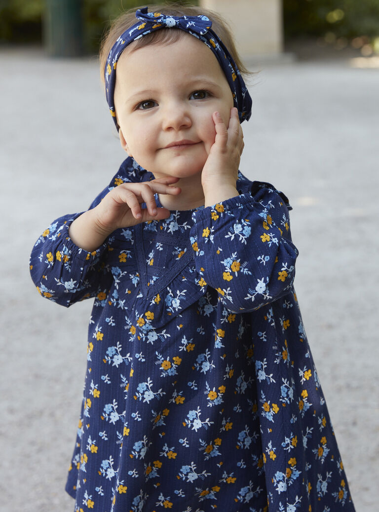Robe bleu marine à imprimé fleuri