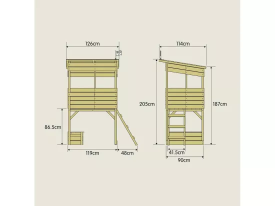 Cabane sur pilotis enfant coffre à jouets intégré Tower