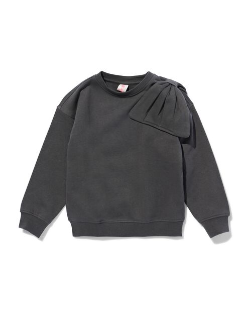 pull fille gros nœud  gris foncé