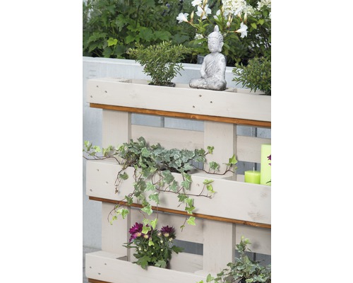 Pallet verhoogd bed, verticaal bed voor kruiden, 120 x 40 x 84 cm, crèmewit