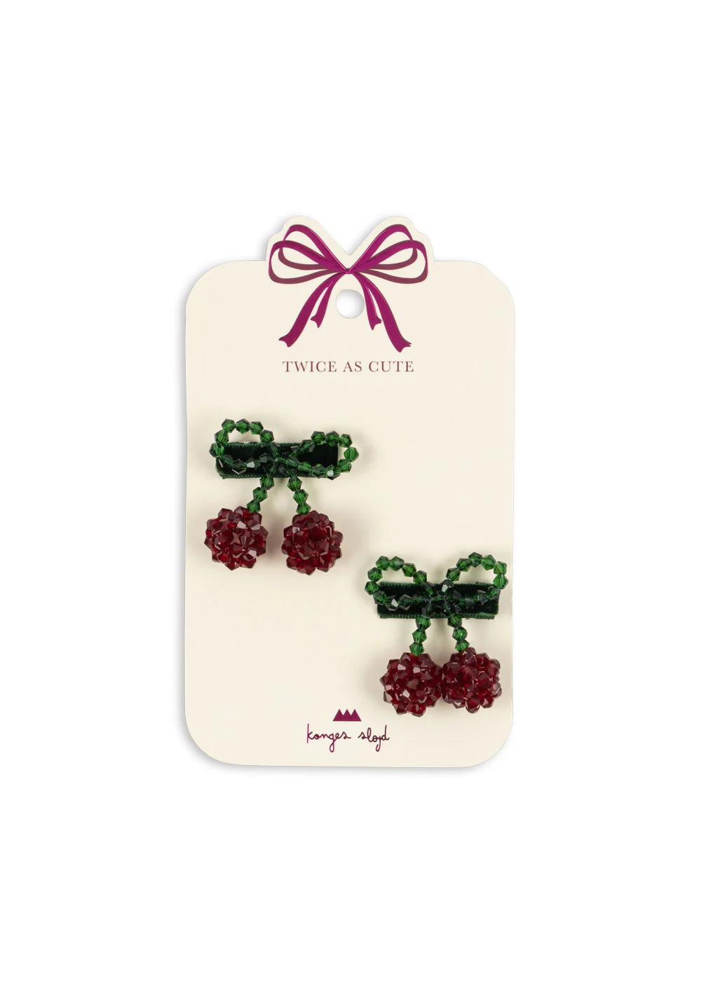 2 pak cherry hårspænde - red\/glitter - OS