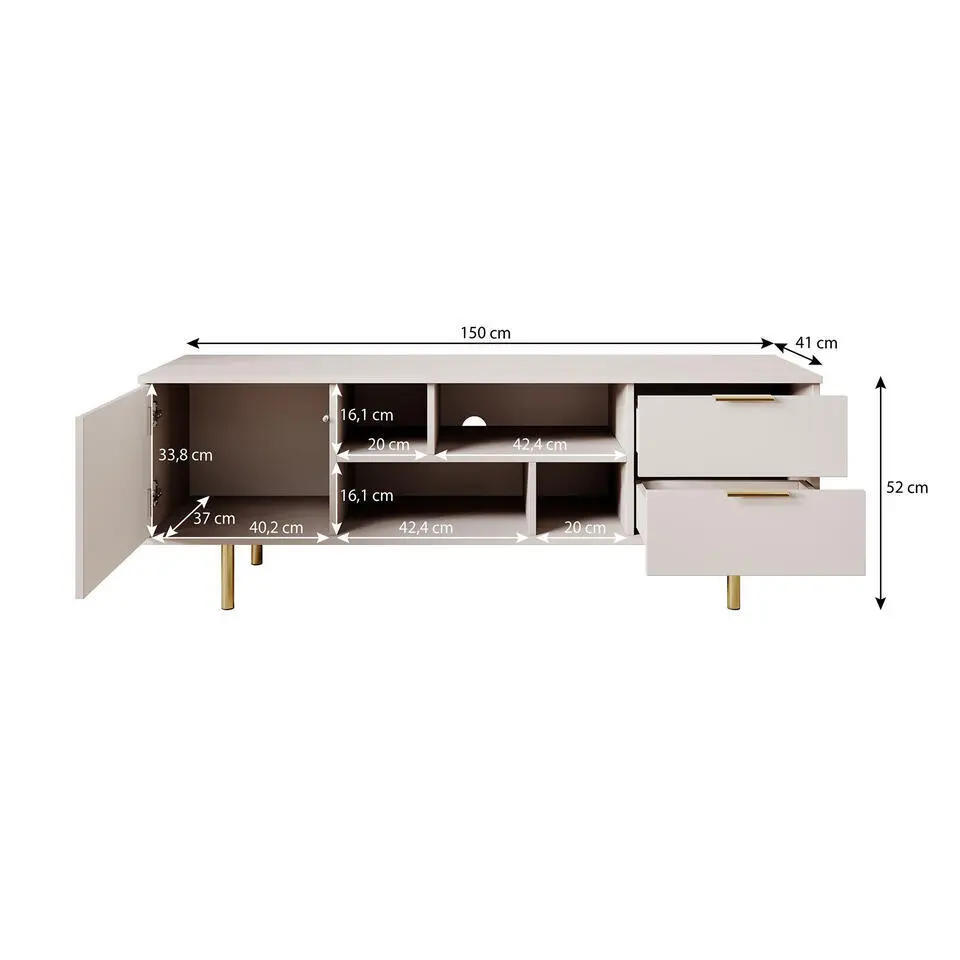 Meubella - TV-Meubel Nicola - Beige - 150 cm