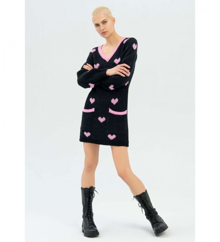Vestido curto Fracomina com decote em V preto