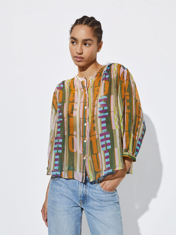 Camisa de liocel estampada - Multicolorida