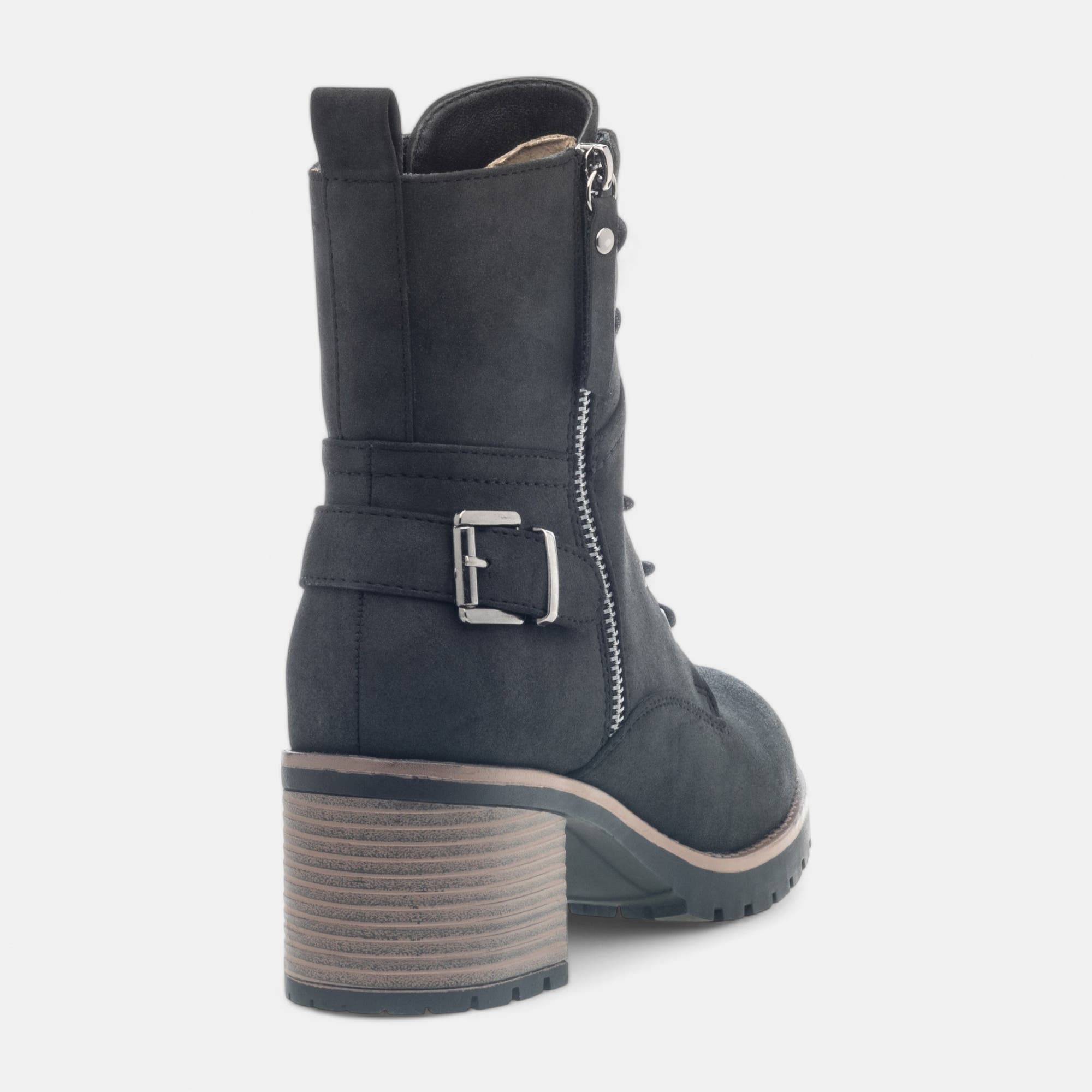 Bottines à lacets à talon Femme noir