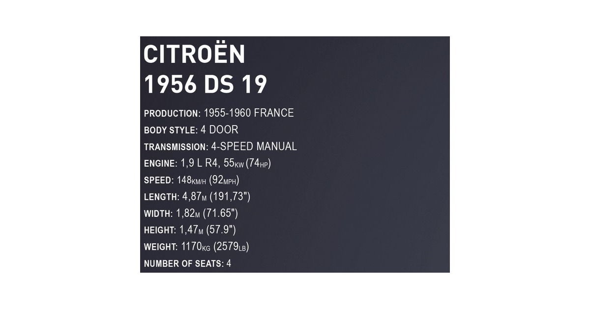 COBICitroen DS 19 1956 - Executive Edition Constructiespeelgoed  (Schaal 1:12)