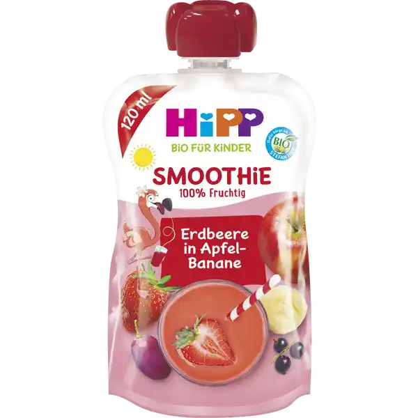 Bio für Kinder Smoothie Erdbeere in Apfel Banane