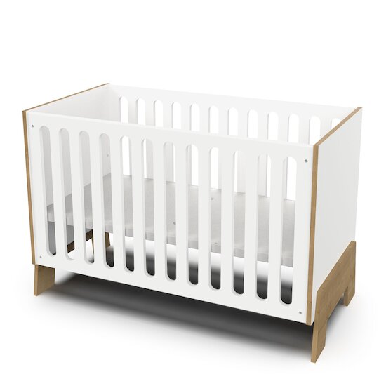 Albizia Lit bébé   Blanc / chêne        60 x 120 cm   de               CBA Meubles