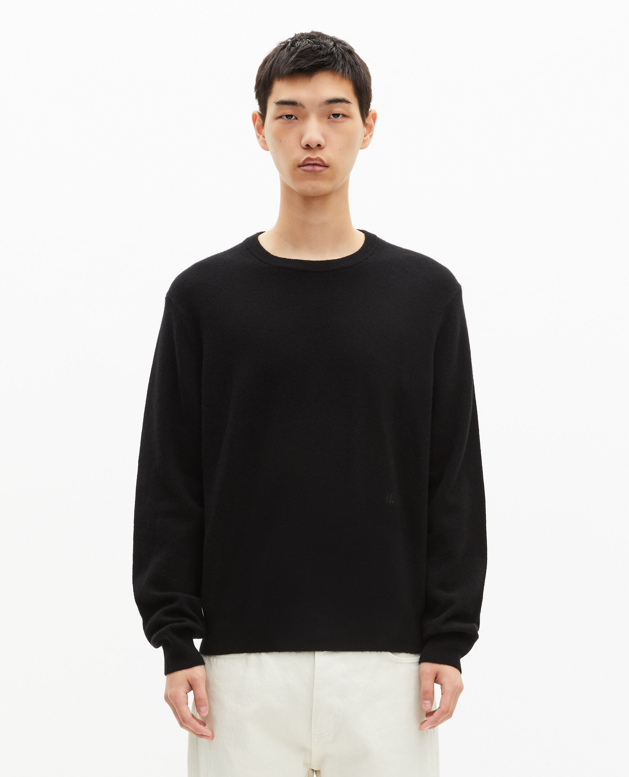 Pull col rond en cachemire noir