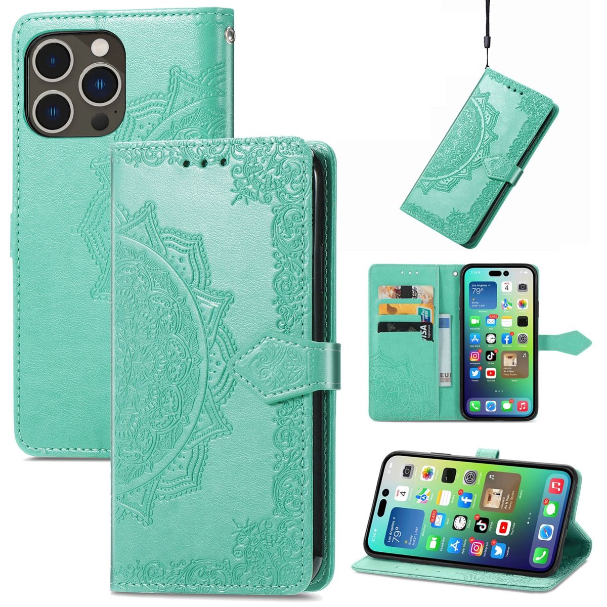 Hülle Handy Schutz für Apple iPhone 15 Pro Max Case Cover Klapp Tasche Wallet