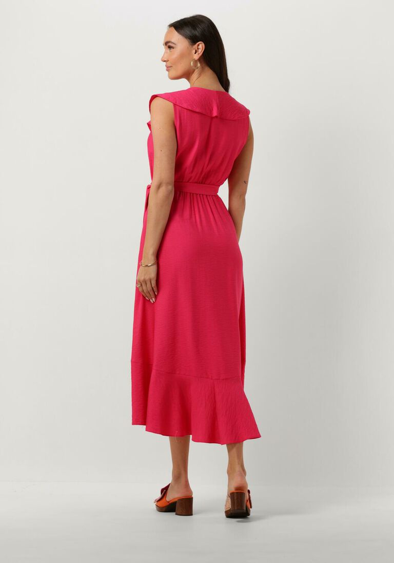 ACCESS roze access midi jurk sleeveless dress with ruffles