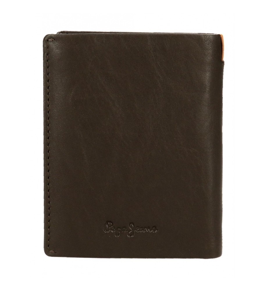 Carteira vertical Pepe Jeans Marshal em couro marrom