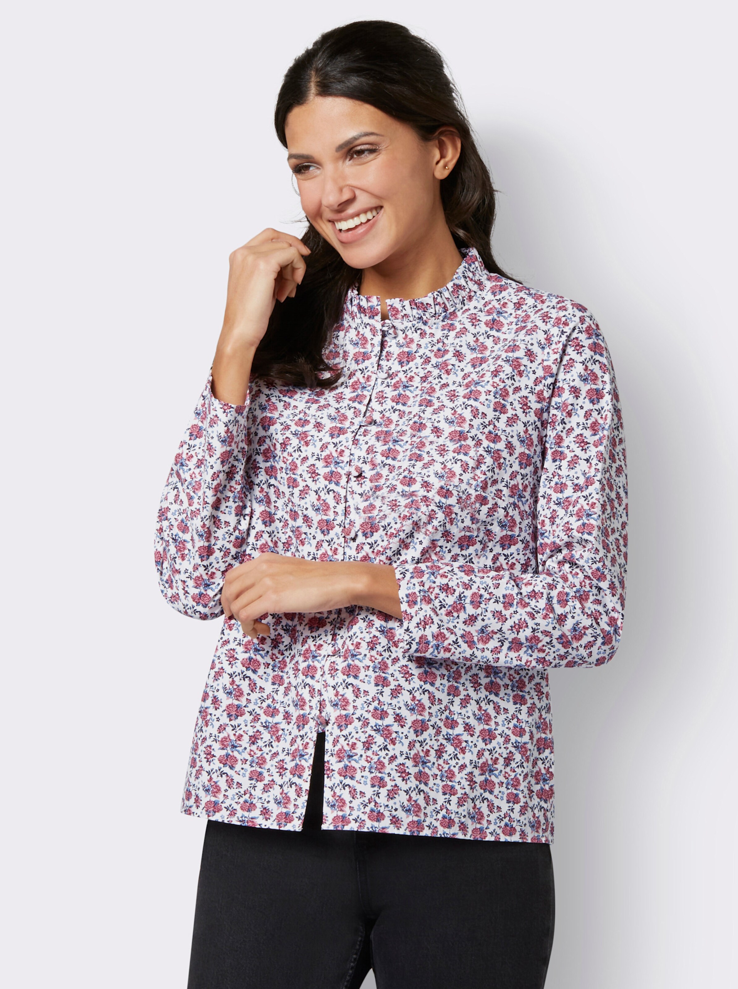 Langarm-Bluse mit Blümchen-Druck