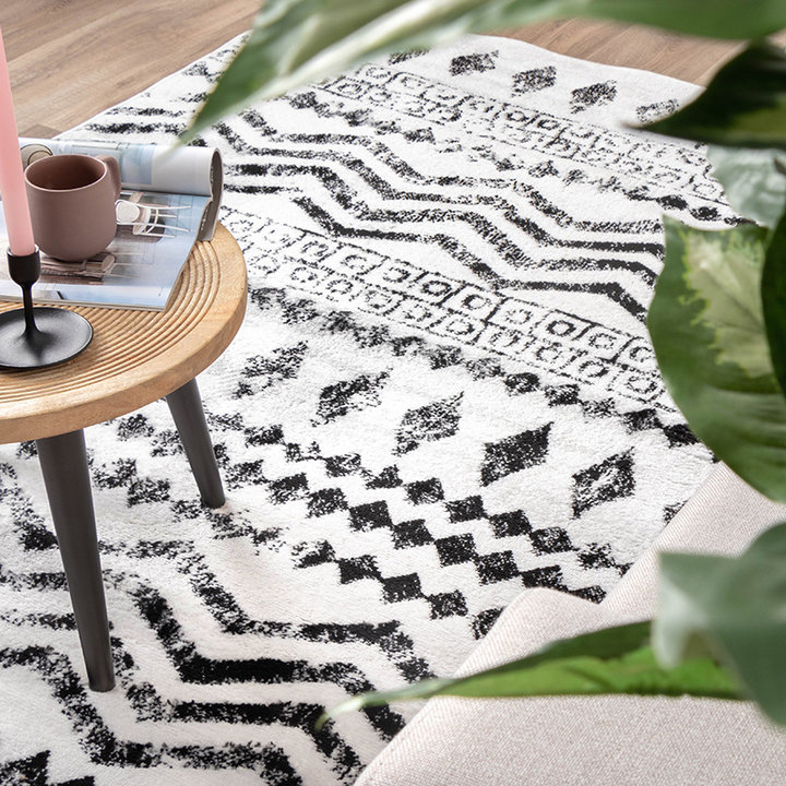 Scandinavisch Vloerkleed -Scandi Noak Zwart/Wit