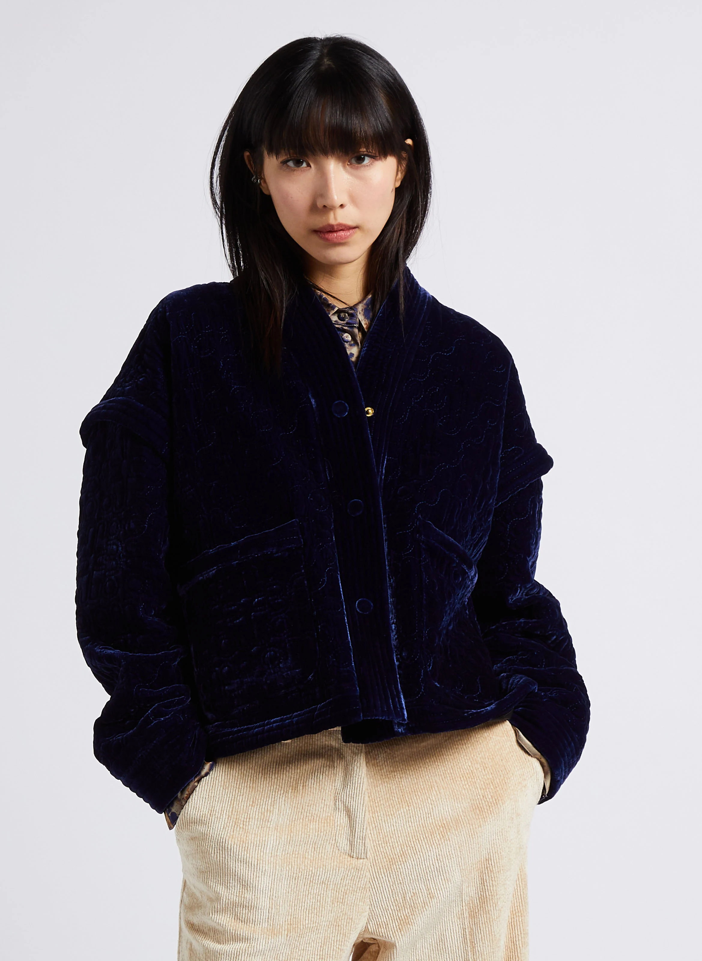 KUMA - Veste ample effet velours | Bleu