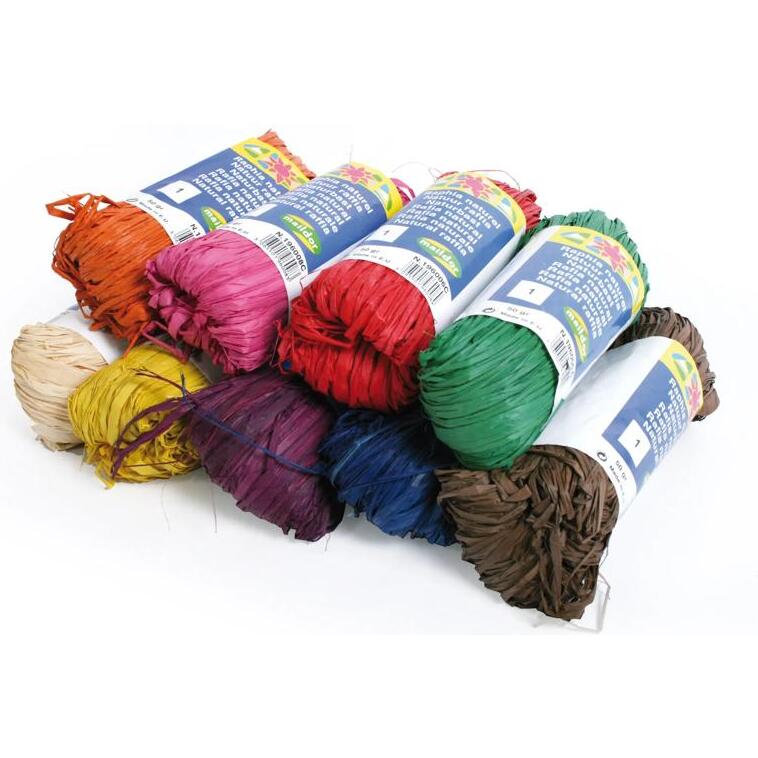 Pelote raphia naturel 50g, ass. 9coul. - Assortiment