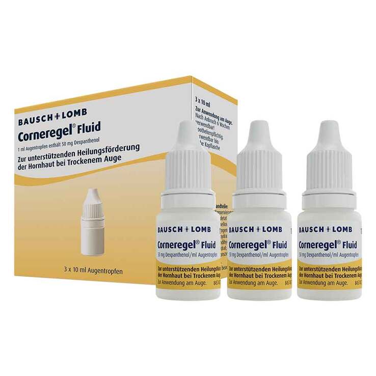 Corneregel® Fluid unterstützt die Wundheilung am Auge, 3X10 ml