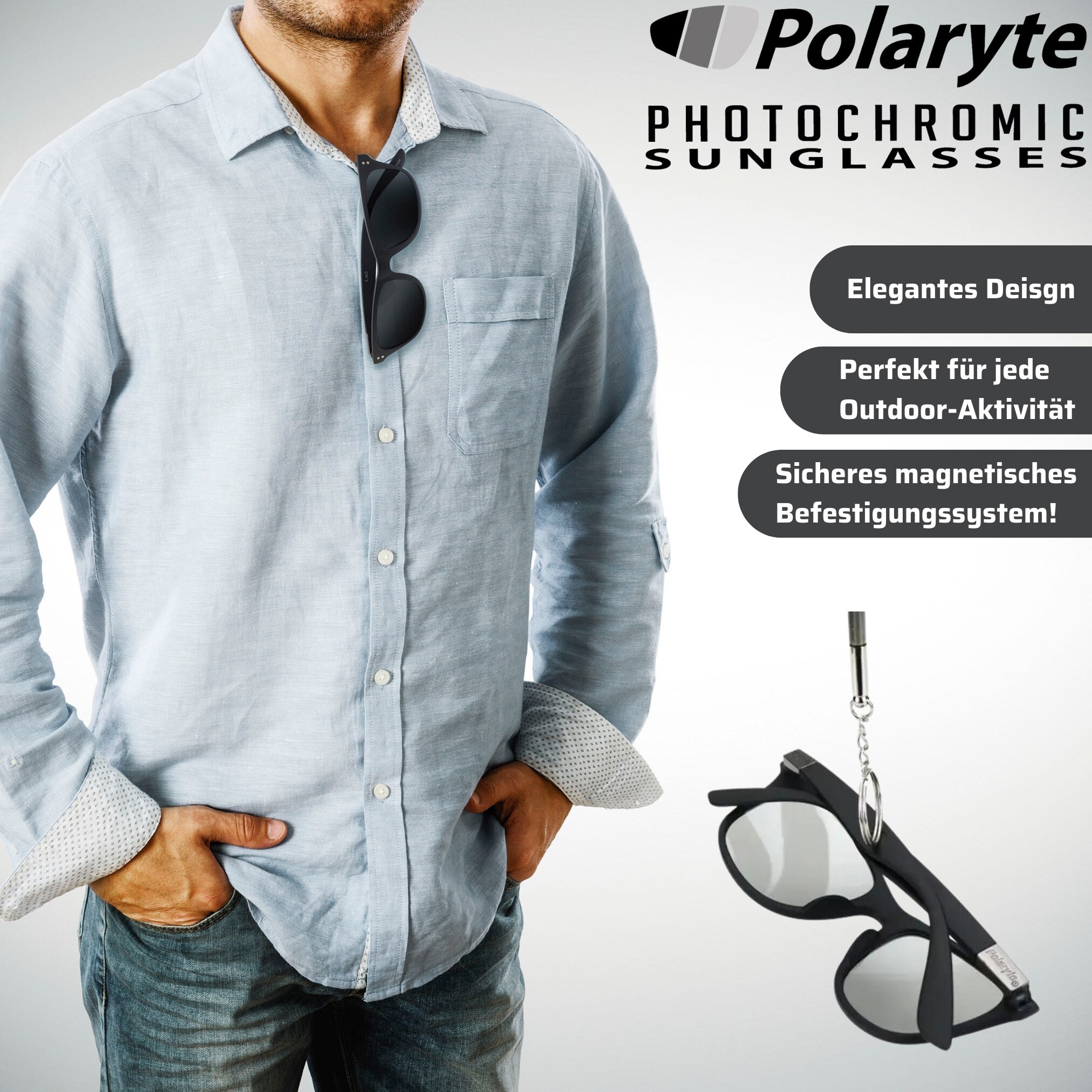 Best Direct® polarisierte Sonnenbrille UV 400 für Damen und Herren Polaryte Photocromic