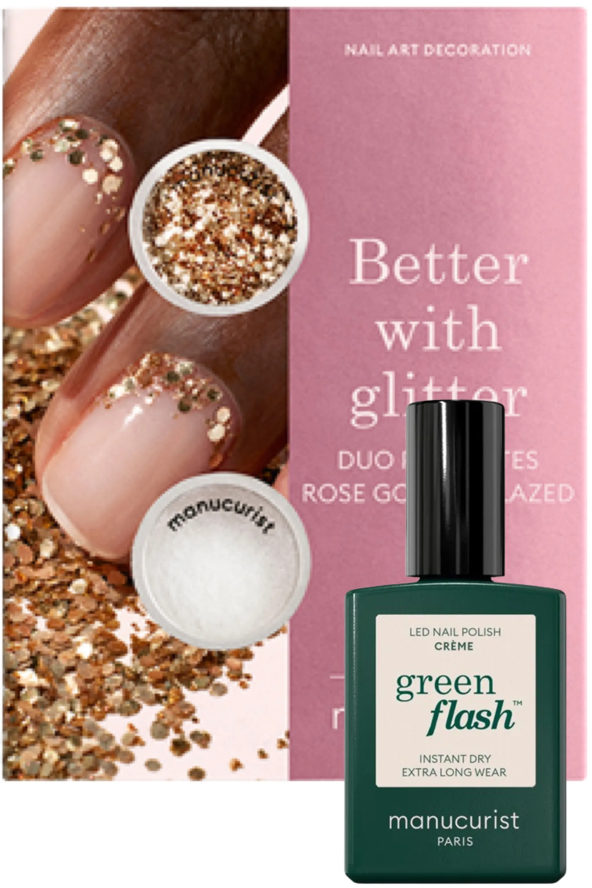 Manucurist Duo de poudre à effet et paillettes et vernis Green Flash