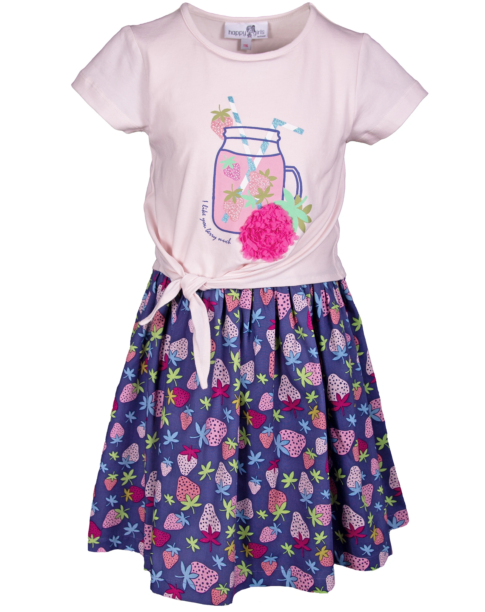Kurzarm-Kleid STRAWBERRY DRINK in rose