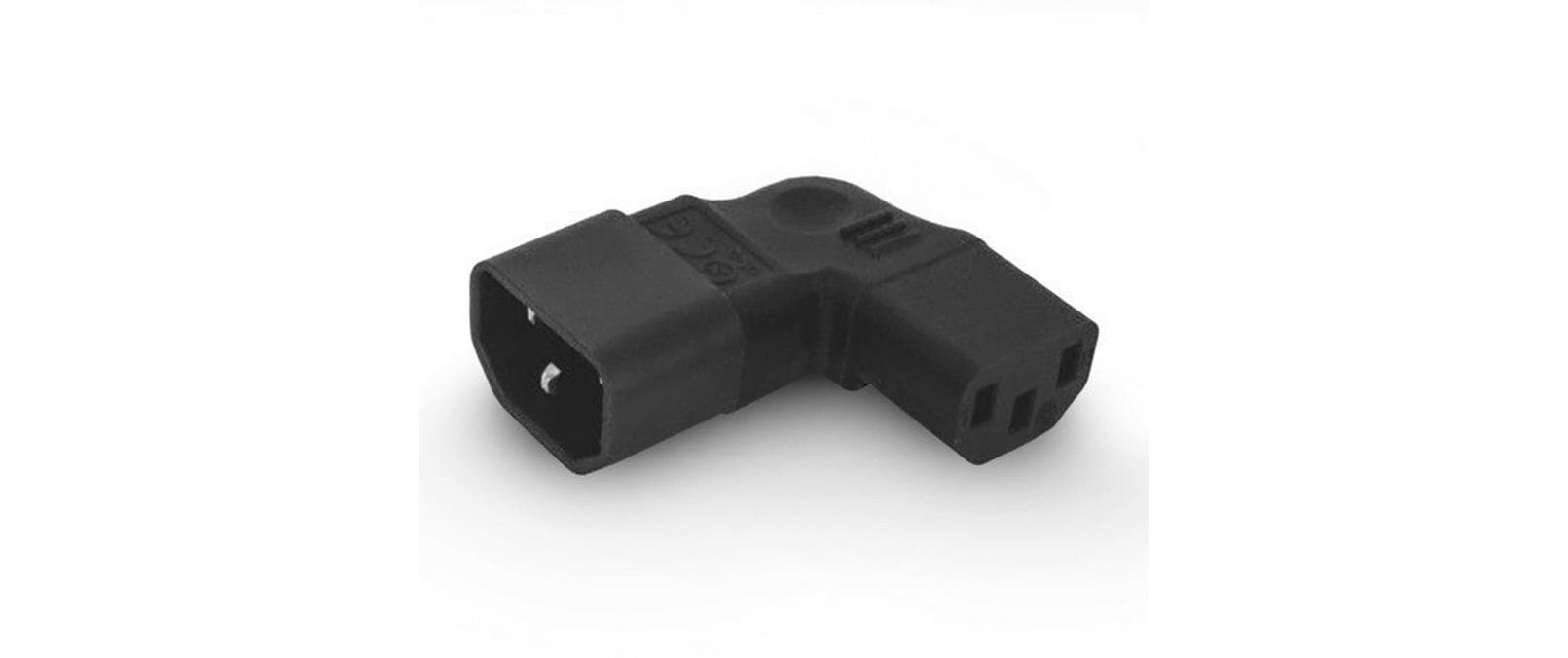 Adapterstecker C13 - C14, seitlich gewinkeltStromversorgungsadapter IEC320 Seitenwinkel von C13-Buchse auf C14-Stecker
