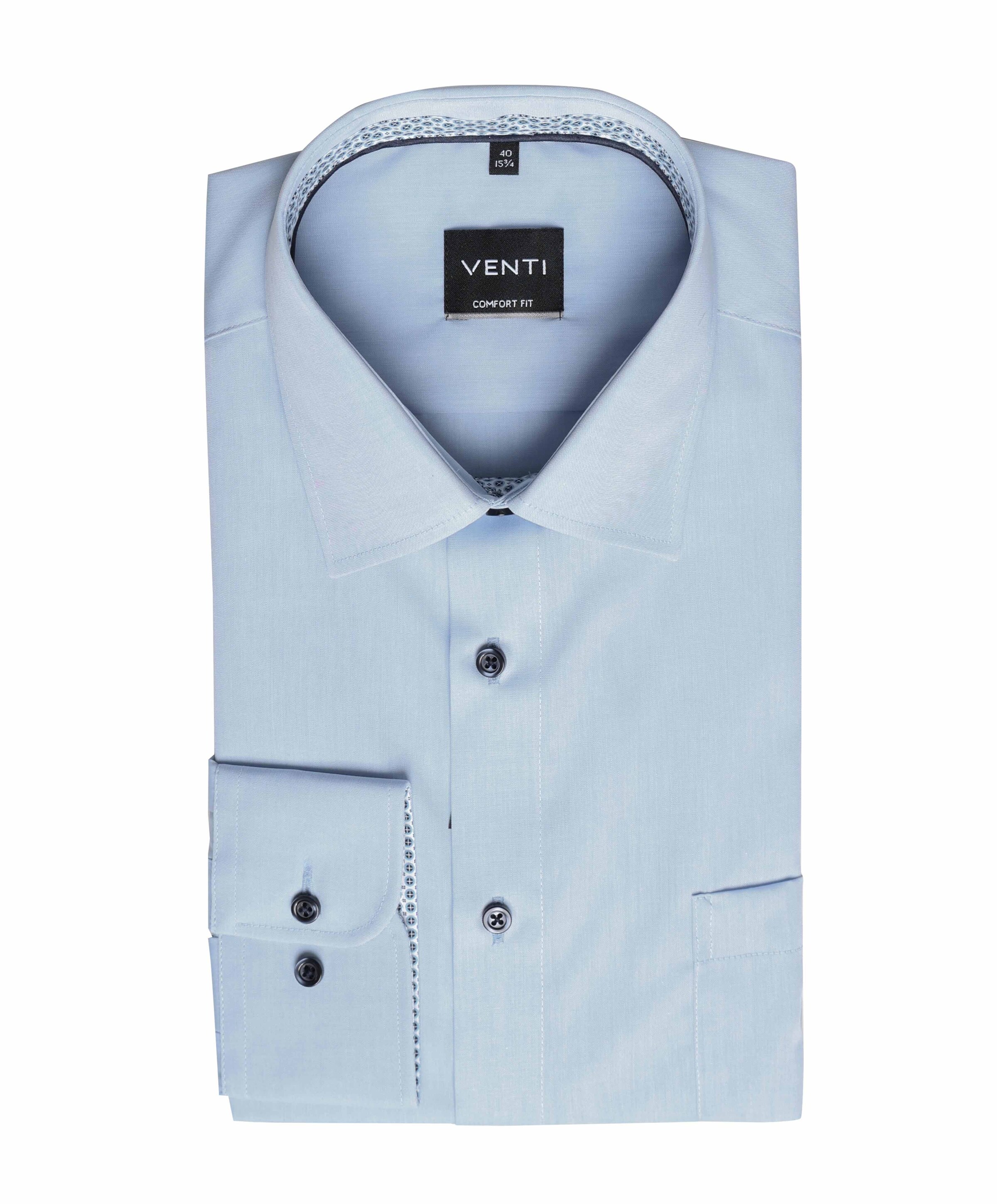 Venti Heren overhemd lange mouw blauw