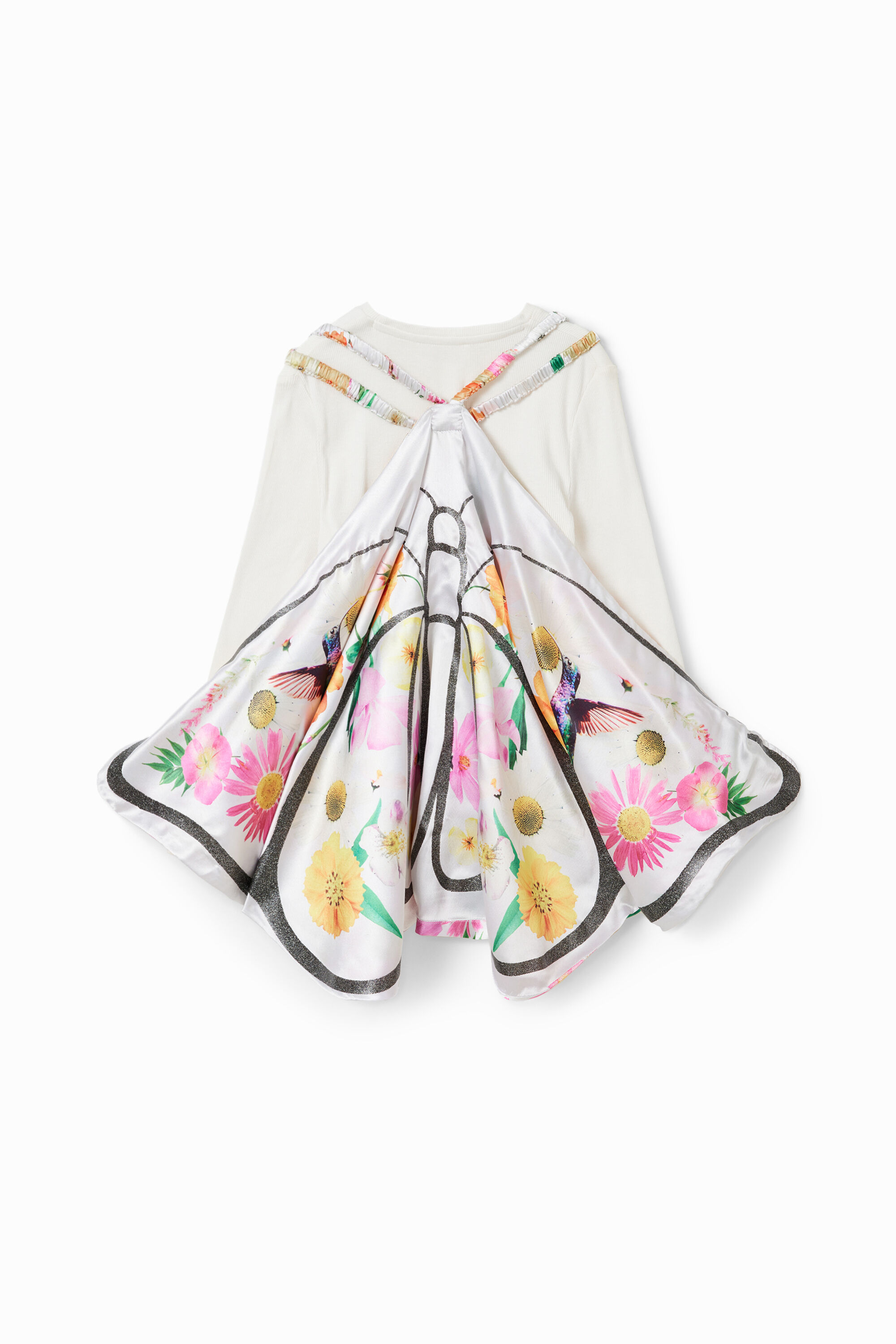 T-shirt tissu côtelé ailes papillon