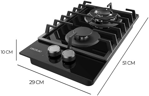 Cecotec Plaque à gaz Bolero Squad G 4200S Glass Black. Plaque à gaz avec 4 feux, finition verre noir, puissance 8000W, grilles individuelles et allumage électrique avec sécurité des vannes. : Cuisine et Maison