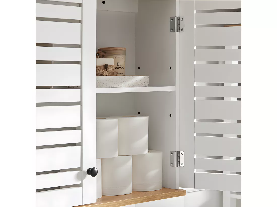 Meuble Haut De Salle De Bain Avec 2 Portes Meuble De Rangement Mural Armoire Suspendue, BZr42-w