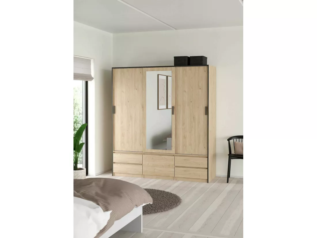 Grande armoire polyvalente Dpuscedd, Meubles multifonctionnels, Casier à chaussures, Support à chaussures pour armoire, 181x60 h200 cm, Chêne clair