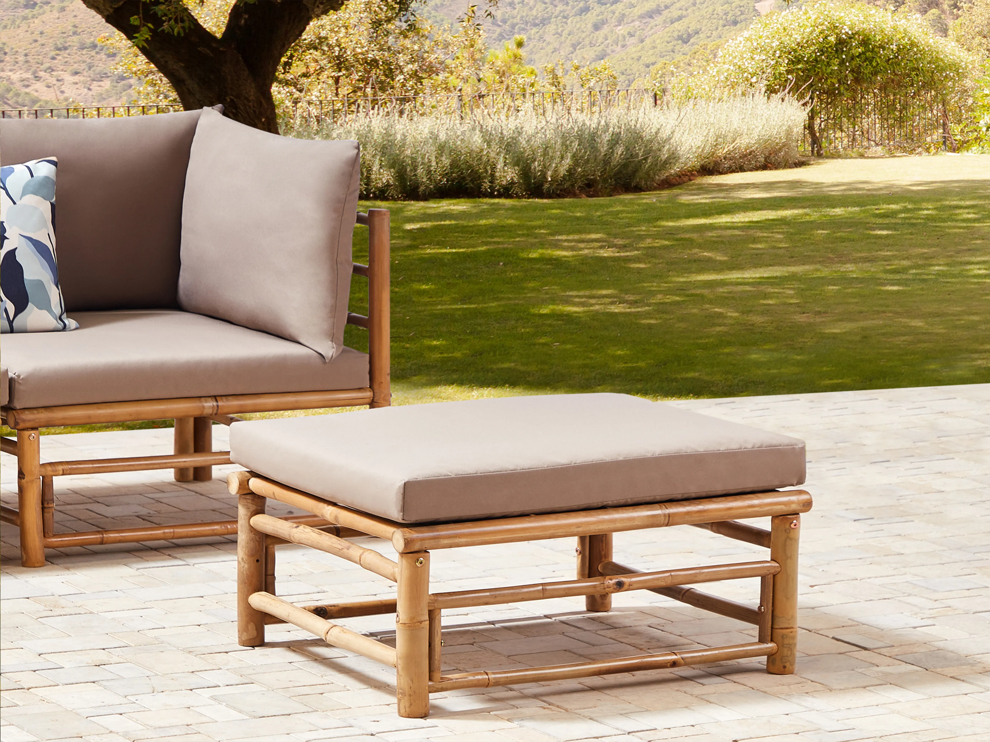 Tuin ottomaan CERRETO Bamboehout Taupe