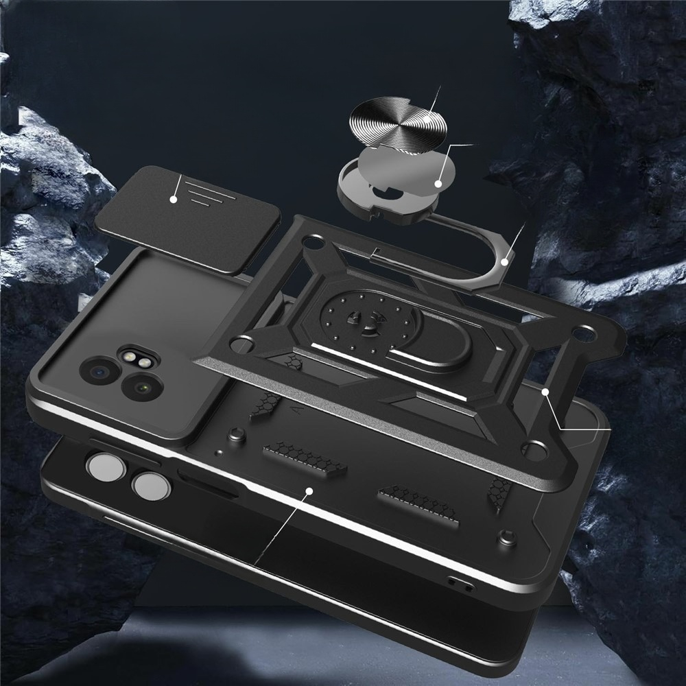 Samsung Galaxy XCover7 Pro Hybrid Outdoor Hardcase Hülle mit Cam-Slider   Magnetischer Kickstand - Schwarz