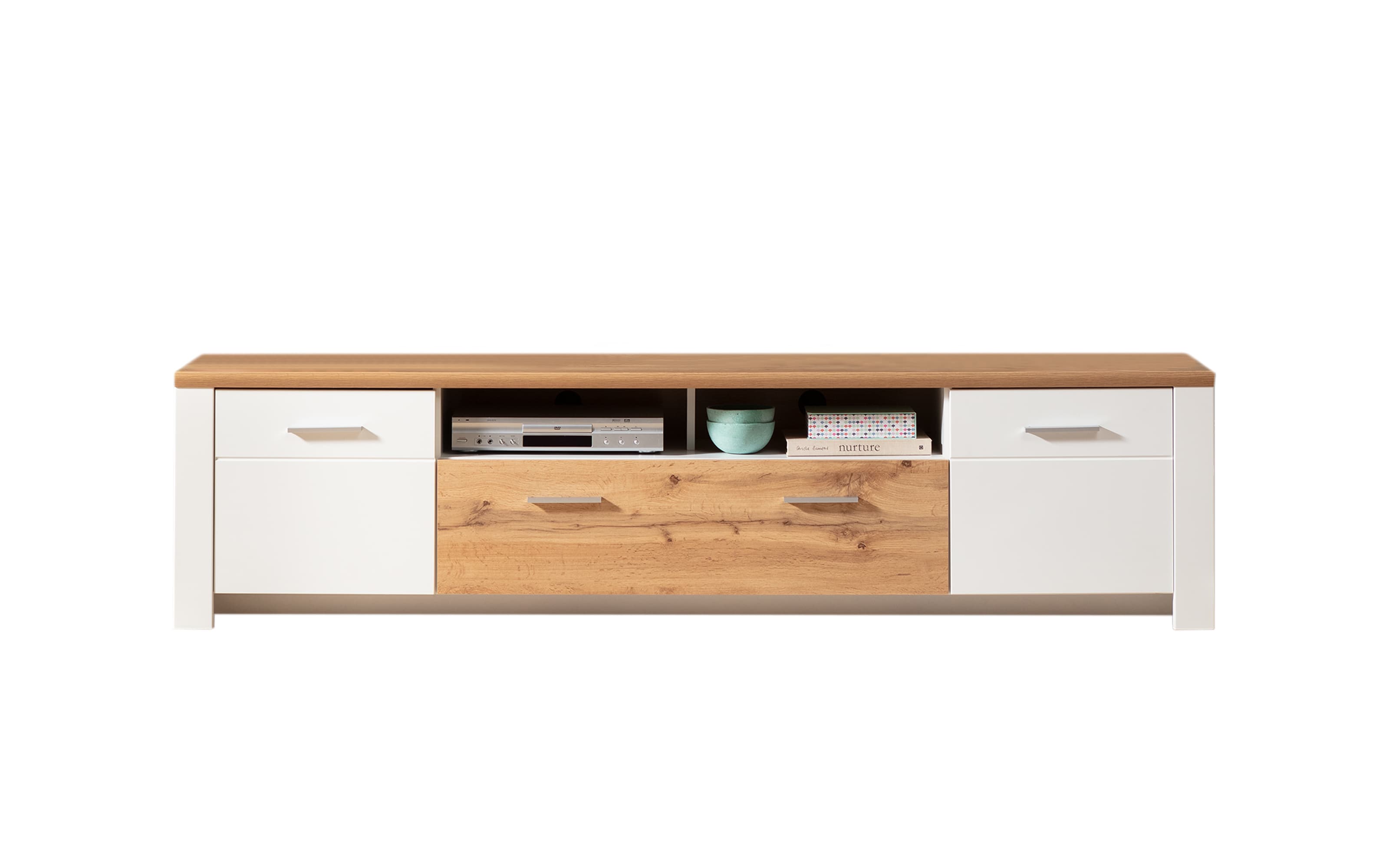 TV-Unterteil Matera, weiß/Altholz-Nachbildung, 209 cm