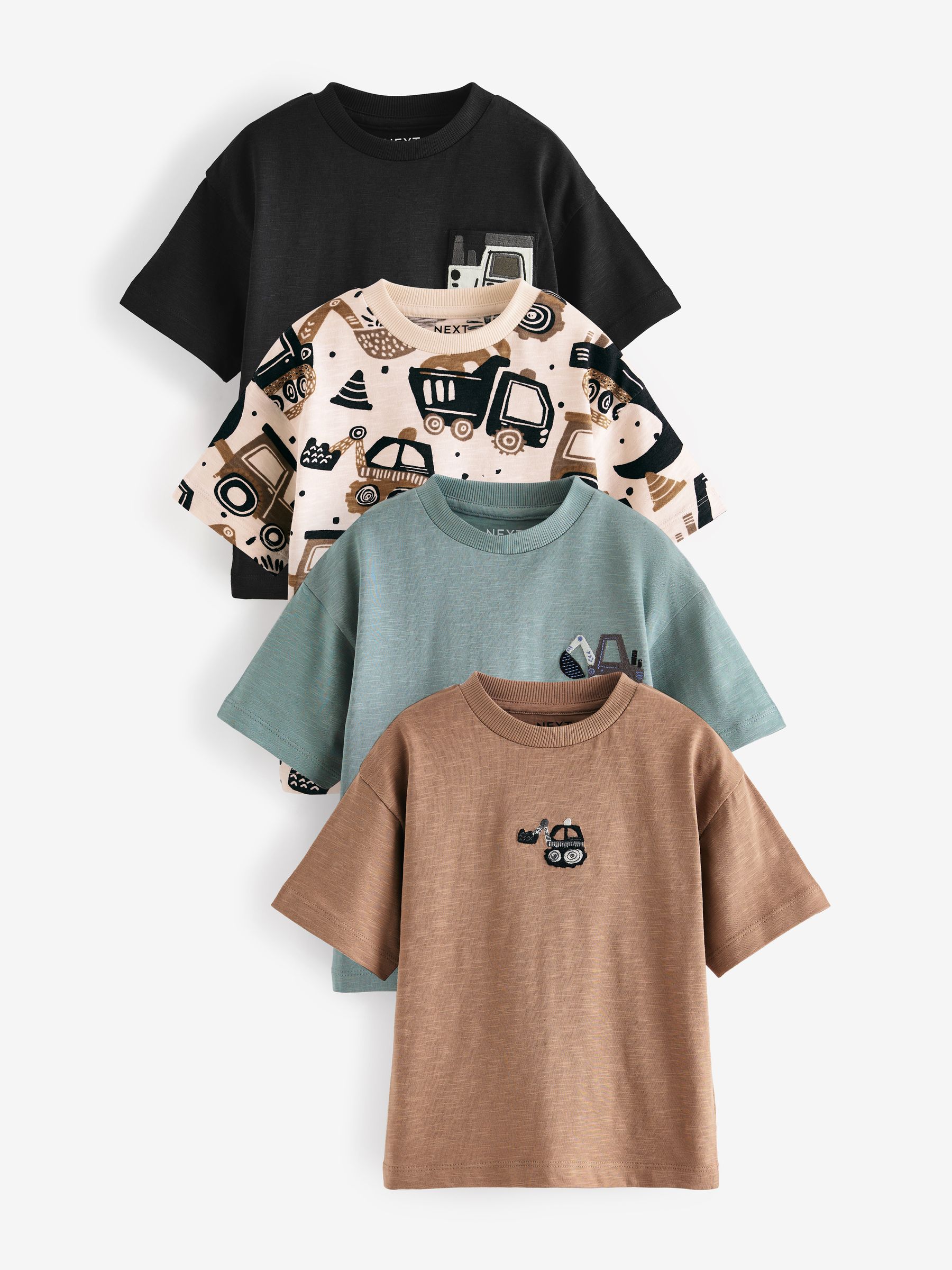 Zwart/wit - Set van 4 T-shirts met korte mouwen (3mnd-7jr)