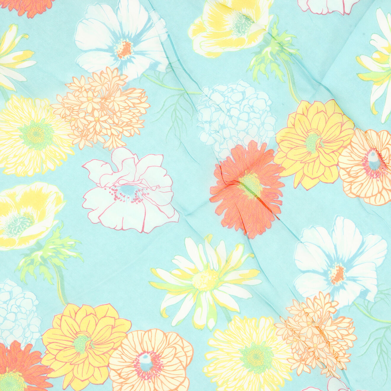 Manuel Canovas Paréo/Étole Palma en Voile de coton turquoise - 140x70 cm