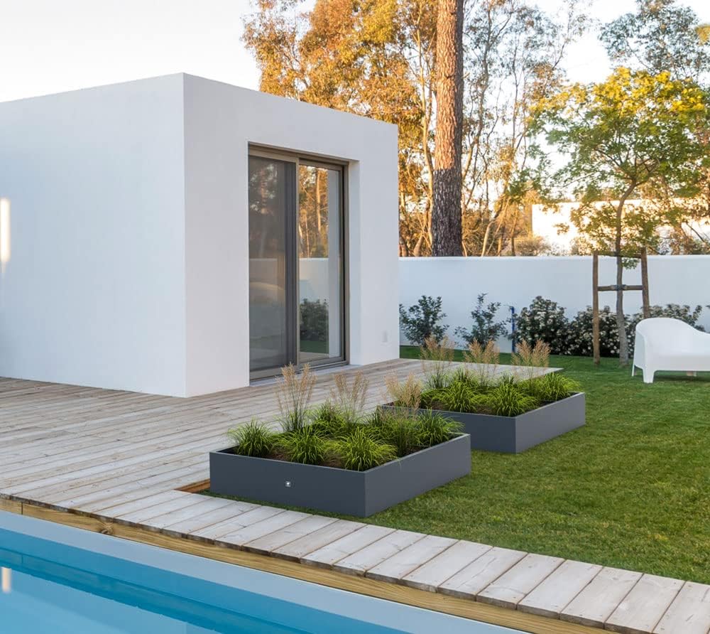 herstera Garden Metall Pflanzkübel Cube | Anthrazit | 150x100x25 cm