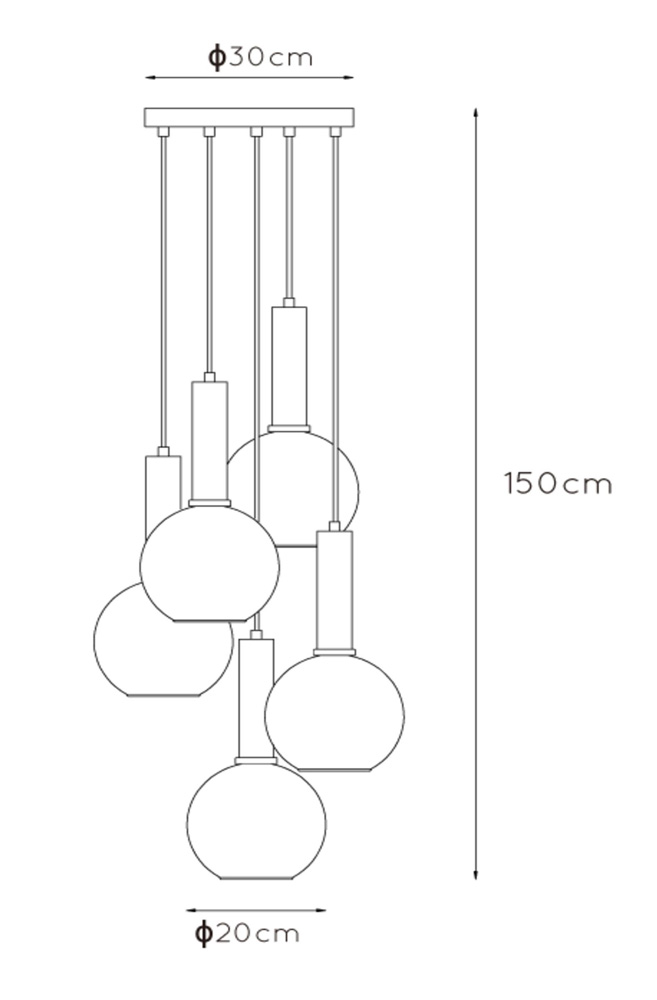 Lucide Marius hanglamp 55cm 5x E27 zwart