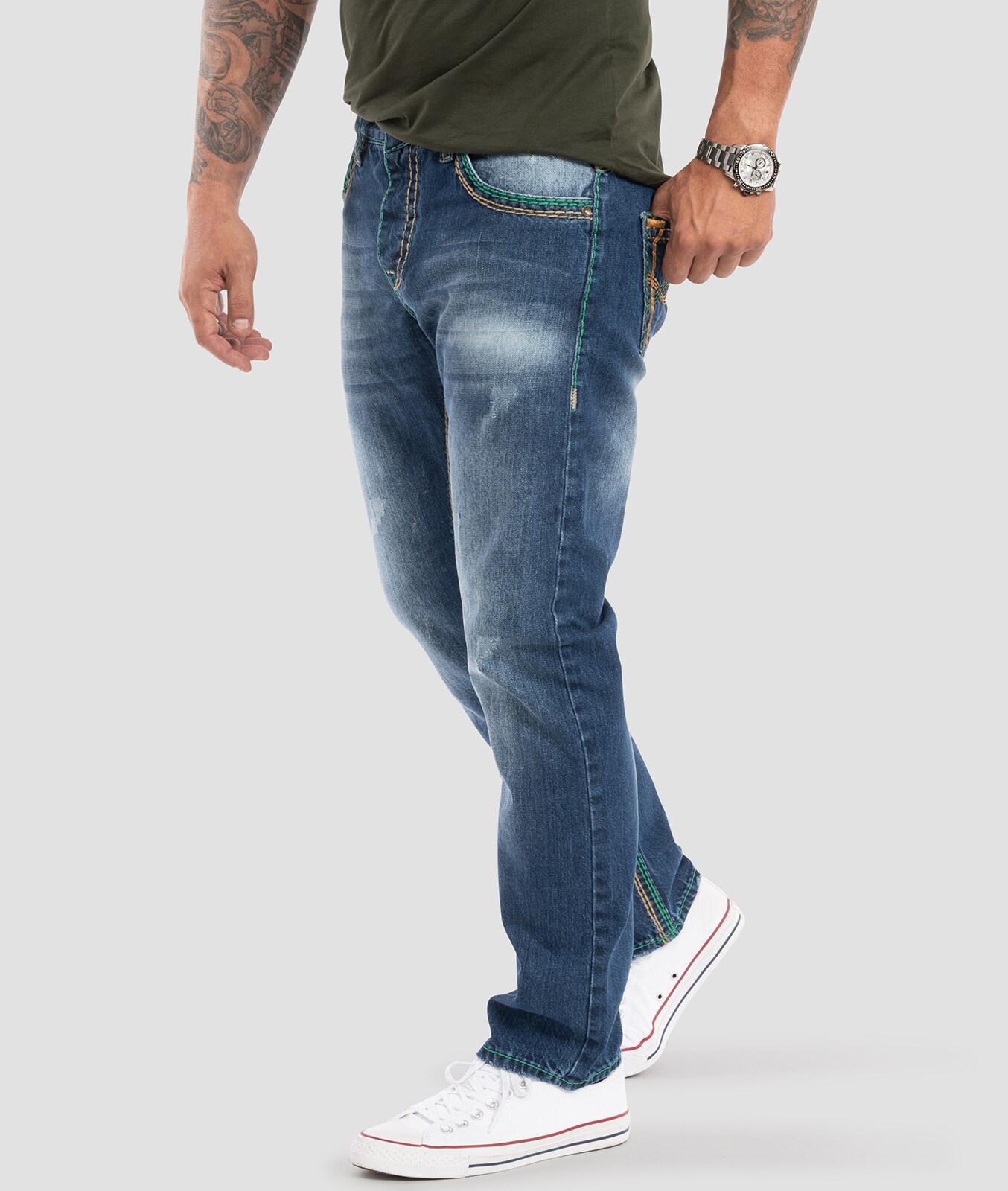 Rock Creek Jeans Comfort Fit dicke Nähte Loose Fit