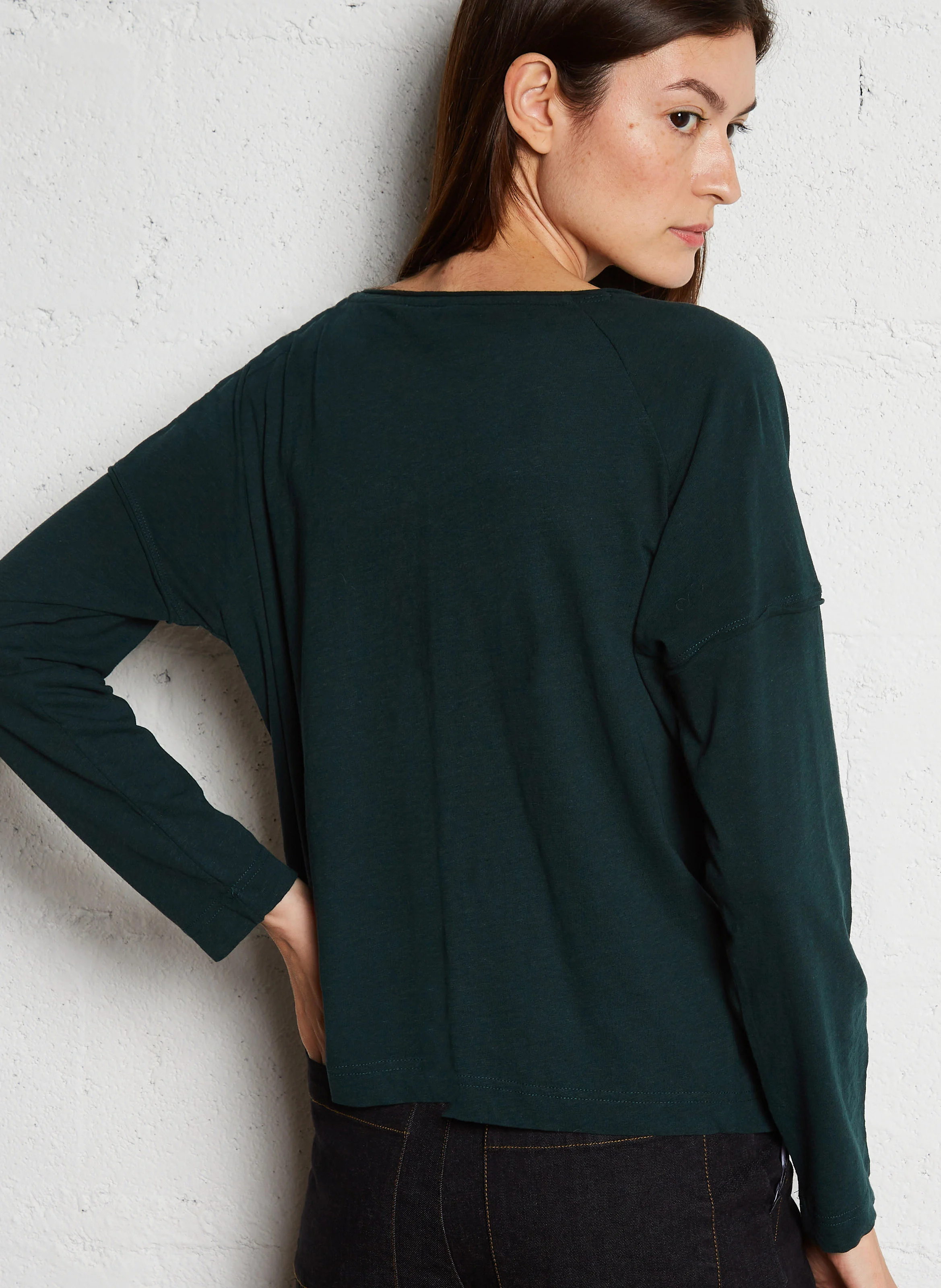 DAKOTA - Tee-shirt col bateau en coton mélangé | Vert