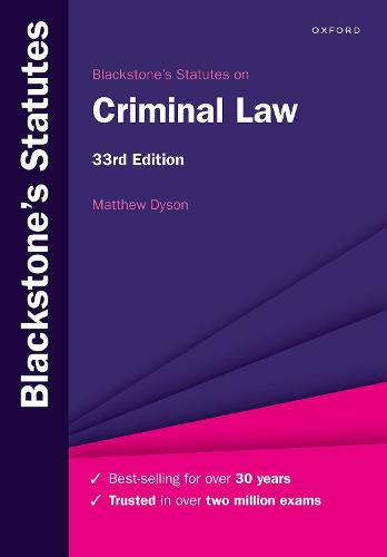 Blackstone's Statutes on Criminal Law - Blackstone's Statute Series (Paperback)