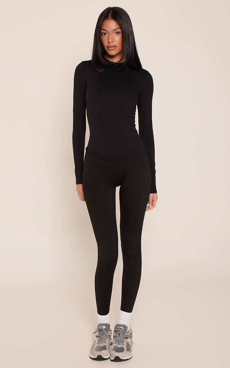 Noir T-shirt Tall Manches Longues Sculptant Contour