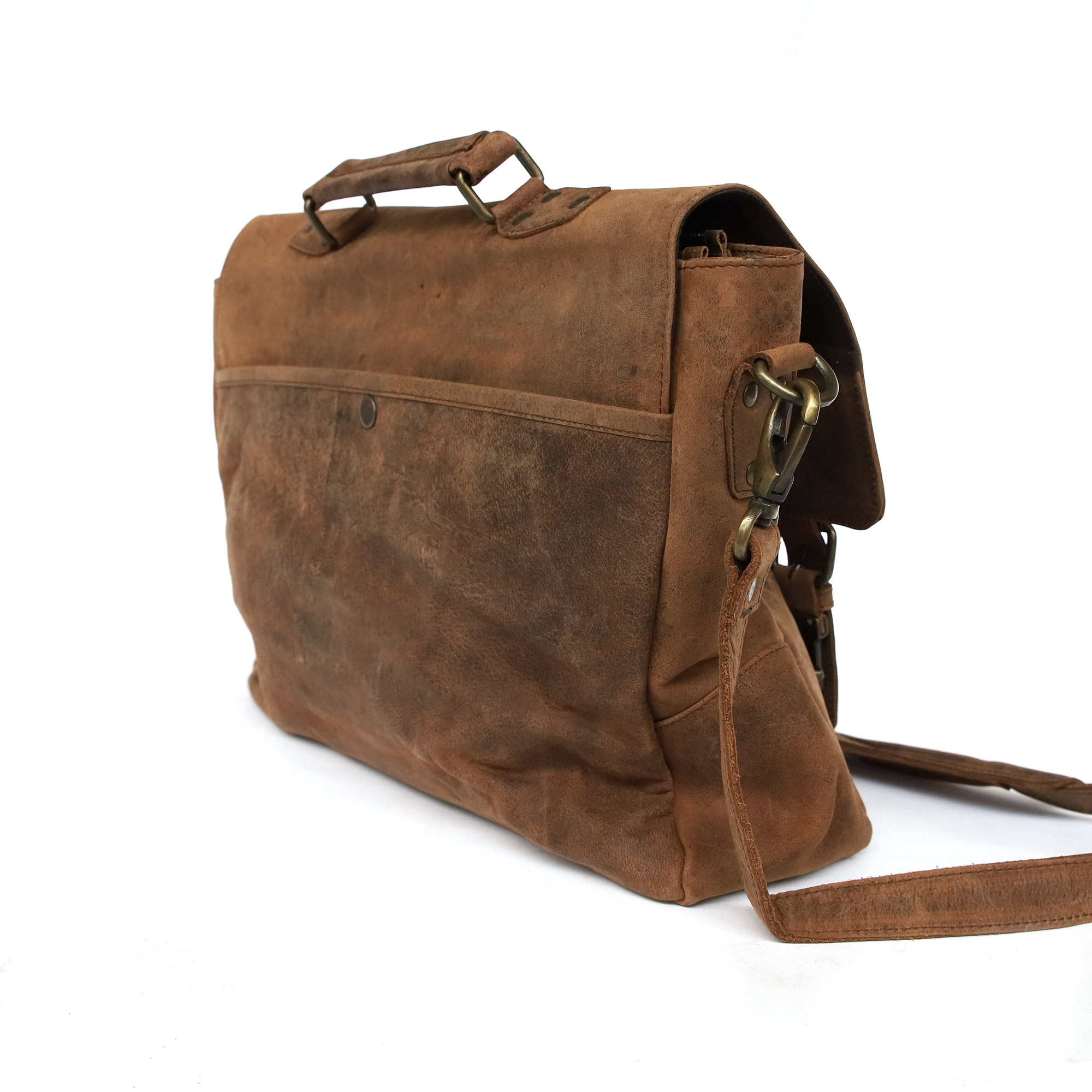 Messengertasche aus Büffelleder, braun, B 44 cm, H 28 cm, L 10 cm günstig bestellen