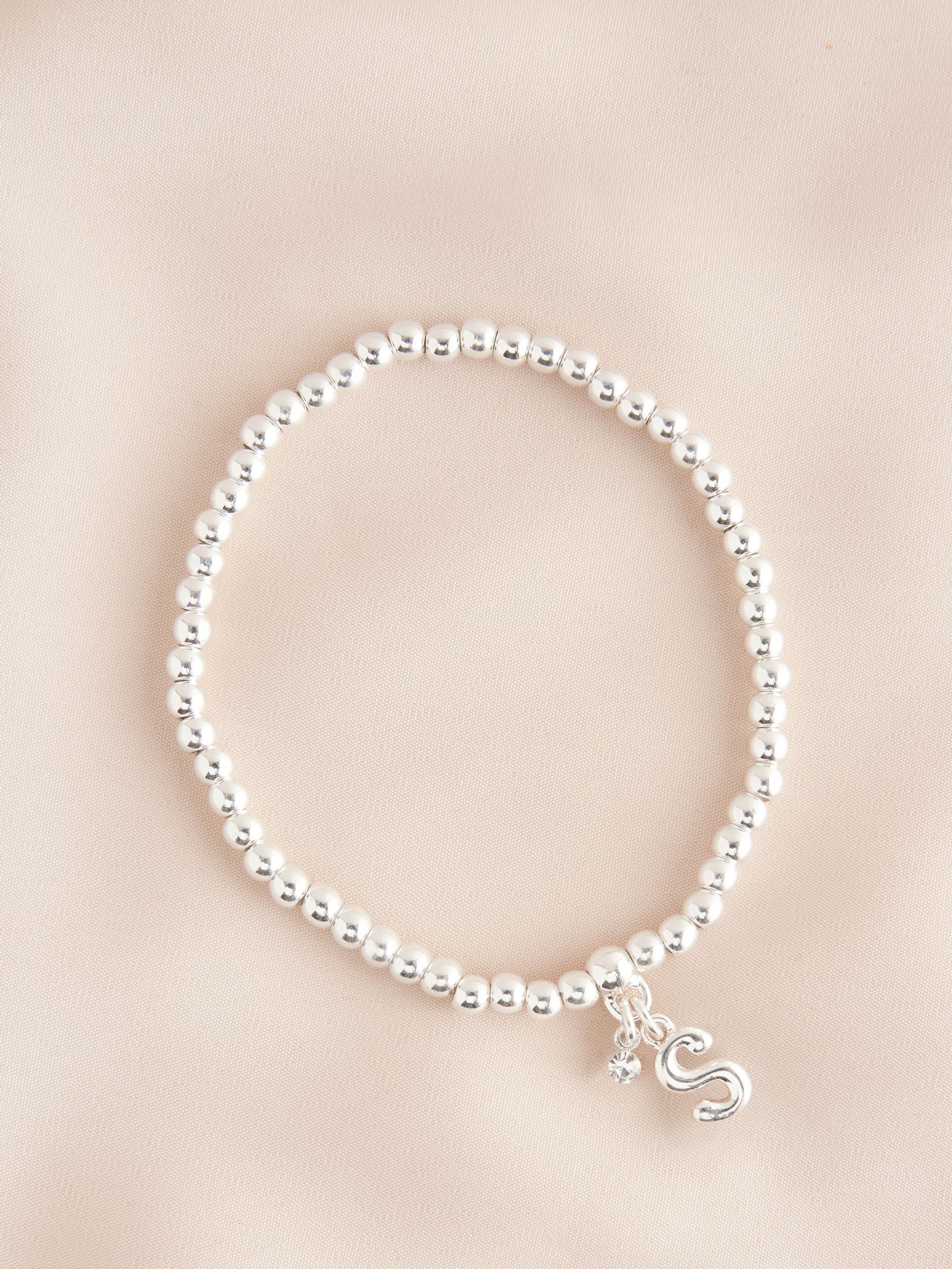 Zilverkleurig - Letterarmband met stretch