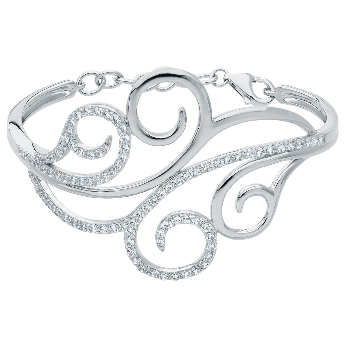 Bracelet semi-rigide en Argent avec oxyde de zirconium blanc