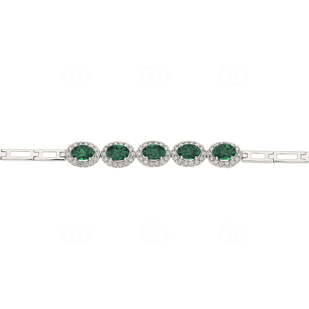 Smaragd Armband 750/18 K Weissgold mit Diamanten 0.67 ct H/si